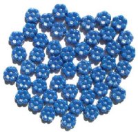 50 8mm Milky Blue Flower Beads